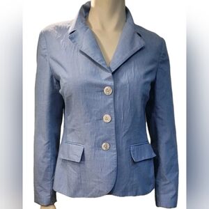 Vintage Prestige of Boston Light Blue Women Blazer Jacket Union Made in USA 10 L